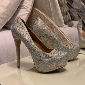 Charlotte Russe Glittering Silver Heels